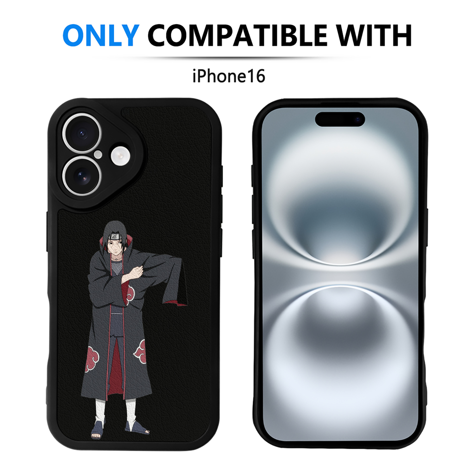 （画像用） NARUTO -ナルト- うちは イタチ Uchiha Itachi 【iPhone 16シリーズ対応】シリコンスマホケース（レザー調） 材質：シリコン